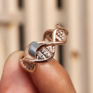 DNA Full Eternity Moissanite Band Infinity DNA Ring Double Helix DNA Structure Ring Science Ring Biology Ring Comfort Fit Wedding Gift Band