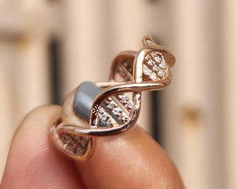 DNA Full Eternity Moissanite Band Infinity DNA Ring Double Helix DNA Structure Ring Science Ring Biology Ring Comfort Fit Wedding Gift Band