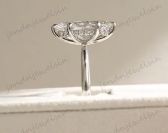 2CT Marquise Cut Moissanite Engagement Ring 14K Gold Solitaire Hidden Halo Bridal Ring Wedding Ring Anniversary Ring for Women