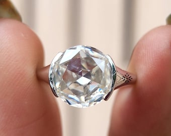 1.5CT Rose Cut Half Bezel Moissanite Engagement Ring Solitaire Ring Half Bezel Ring Wedding Ring For Women Promise Ring