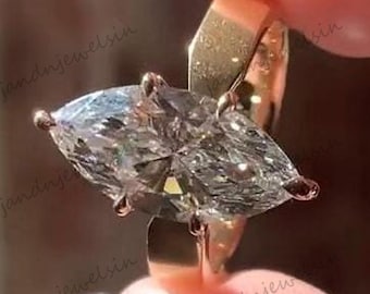 2.5CT Marquise Moissanite Engagement Ring 14K Gold Solitaire Ring for Women Anniversary Gift Proposal Ring Unique Wedding Ring Diamond Ring