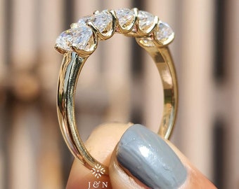 Oval Diamond 5 Stone Engagement Ring with Comfort Fit Band 1.00CT Moissanite Diamond Wedding Ring Anniversary Ring For Women Promise Ring
