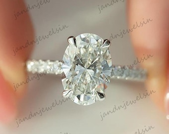 2.5CT Oval Moissanite Engagement Ring Oval Cut Euro Shank Wedding Ring 14k\18K Gold Anniversary Ring Unique Oval Cut Promise Ring for Her