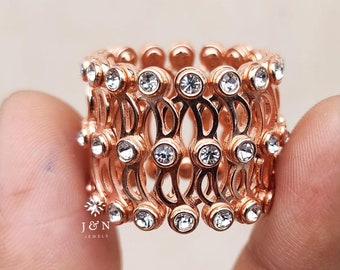 Trendy Moissanite Retractable Ring And Bracelet Bracelets for Women Bracelet Ring Bracelet Unique Boho Finger Ring 14K Solid Gold Ring