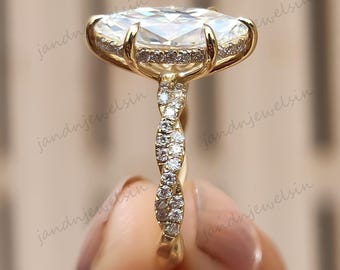 3CT Marquise Cut Engagement Ring 14k Solid Gold Wedding Ring Marquise Cut Moissanite Ring Unique Twisted Band Anniversary Ring For Her