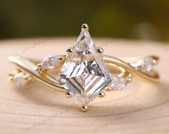 Floral Kit Cut Moissanite Engagement Ring 14k Gold Wedding Ring Unique Ring Promise Ring Anniversary Gift For Her Birthday Gift