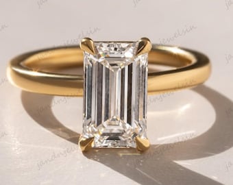2.5CT Emerald Cut Moissanite Diamond Engagement Ring 14k Gold Wedding Ring Solitaire Ring For Her Unique Ring Anniversary Gifts Promise Ring