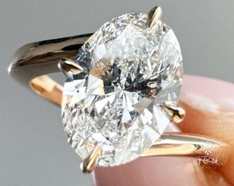 Bypass Oval Moissanite Engagement Ring Unique Bypass Ring Solitaire Wedding Ring 14k Gold Ring For Her Anniversary Gift Promise Ring