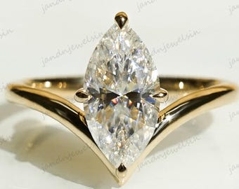 3CT Marquise Cut Moissanite Ring Marquise Cut Engagement Ring 14k Gold Unique Ring Solitaire Wedding Ring For Her Anniversary Gifts