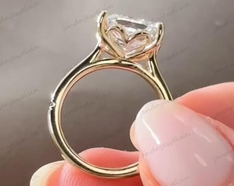2CT Elongated Cushion Cut Moissanite Engagement Ring East West Solitaire Wedding Ring 14k Solid Gold Anniversary Ring Promise Ring For Her