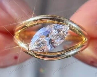 2CT Marquise Moissanite Engagement Ring 14k Gold Split Shank Solitaire Ring Unique Marquise Cut Ring Wedding Ring For Her Anniversary Ring