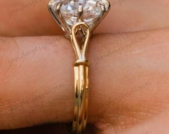 2.5CT Old Mine Cushion Cut Moissanite Engagement Ring 14K Solid Gold Solitaire Vintage Inspired Ring Classic Hidden Halo Bridal Gift For Her