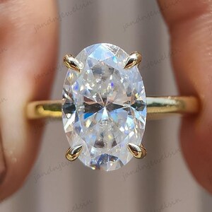3CT Oval Moissanite Engagement Ring Oval Cut Solitaire Ring Oval Hidden Halo Ring 14k Gold Ring For Her Wedding Ring Anniversary Ring