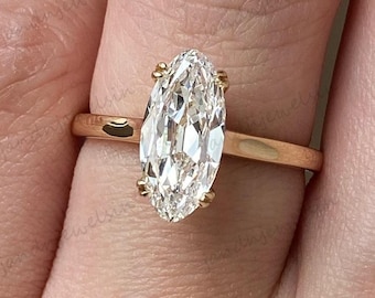 Vintage Movel Moissanite Engagement Ring 14k Gold Solitaire Classic Bridal Ring Cathedral Setting Wedding Ring Unique Diamond Ring