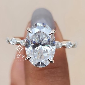 3CT Oval Cut Moissanite Engagement Ring Hidden Halo Ring 14K Gold Ring For Her Wedding Ring Anniversary Ring Proposal Ring Promise Ring
