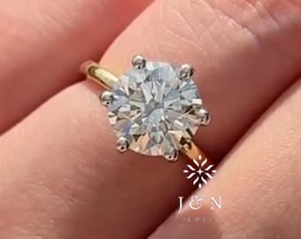 Round Cut Moissanite Engagement Ring Round Solitaire Ring 14k Gold Ring For Her Wedding Ring Round Cut Unique Ring Anniversary Gifts