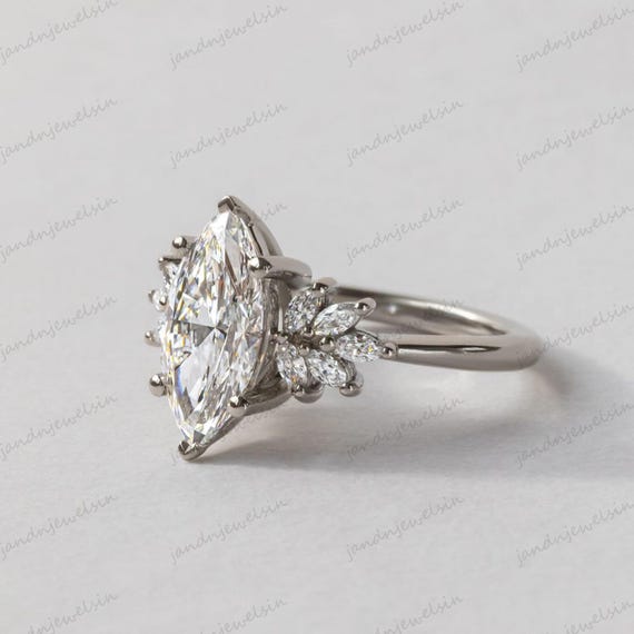 2CT Marquise  Cut Moissanite Engagement Ring Marquise Cluster Ring 14K Gold Ring Wedding Ring for Her Anniversary Gifts Solitaire Ring