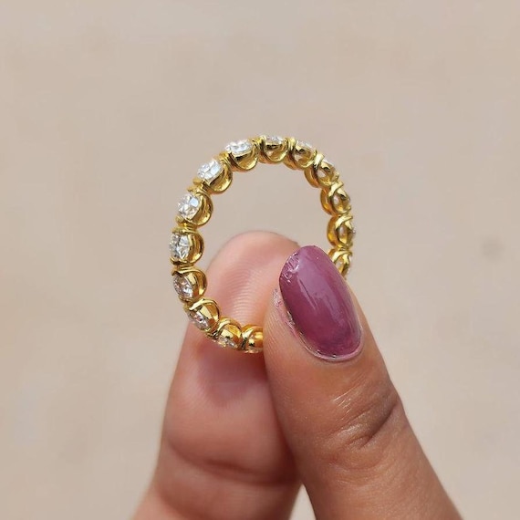 3mm Full Eternity Band Round Cut Colorless Moissanite Wedding Band Diamond Wedding Band Stackable Band Daily Wear Band Infinity Band