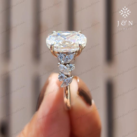 3CT Oval Moissanite Engagement Ring Oval Cut Cluster Ring 14k Gold Ring Wedding Ring Anniversary Gift For Women Promise Ring Proposal Ring