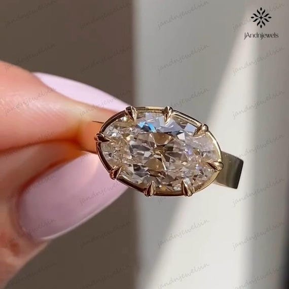 3CT Old Main Oval Moissanite Diamond Ring Oval Engagement Ring 14K Gold 8 Prong Ring Unique Bezel Set Wedding Ring Anniversary Gifts