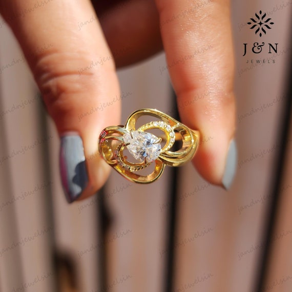 Pear Cut Moissanite Engagement Ring 14K Gold Infinity Knot Design Vintage Statement Ring Unique Bridal Ring Anniversary Gift for Her