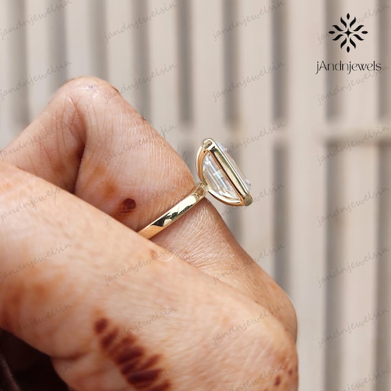 5CT Emerald Cut Moissanite Bezel Set Solitaire Ring Emerald Cut Solitaire Rings Bezel Set Wedding Ring Solitaire Engagement Rings for Women