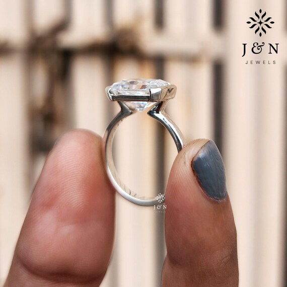 East West Radiant Cut Moissanite Engagement Ring 14K Solid Gold Ring Wedding Ring Proposal Ring Unique Ring Anniversary Gift For Women