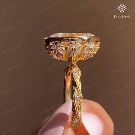 3.5 CT Oval Cut Moissanite Engagement Ring Wedding Ring 10K 14K 18K Solid Gold Best Bezel Set Anniversary Proposal Gift Birthday Gift