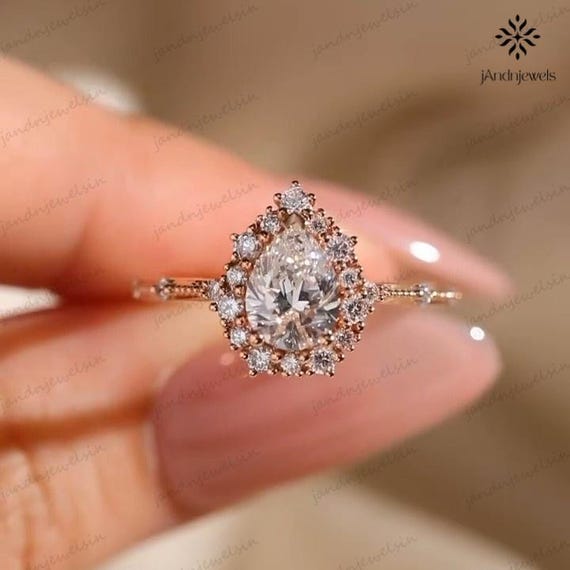 2CT Pear Cut Moissanite Engagement Ring 14K Gold Bridal Ring Solitaire Wedding Ring Anniversary Ring Promise Ring for Her