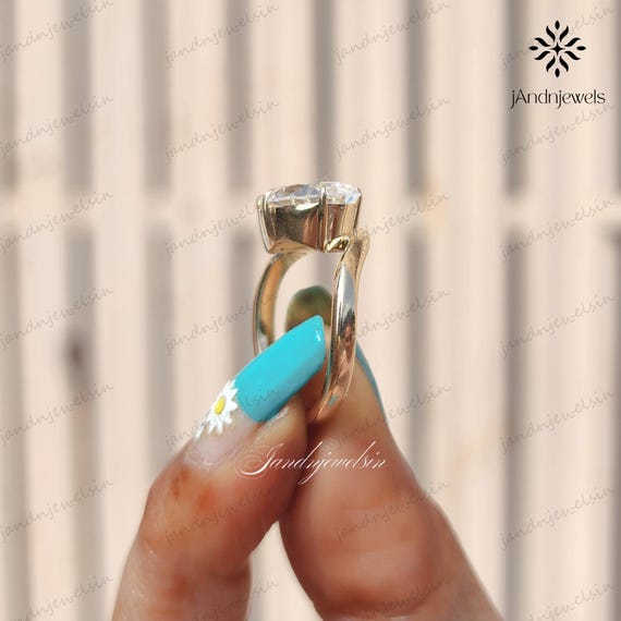 3CT Pear Cut Moissanite Engagement Ring 14K Gold Solitaire Wedding Ring Anniversary Gift Promise Ring for Her Proposal Ring