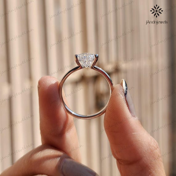Trillion Cut Moissanite Engagement Ring 14K Gold Chevron V Shaped Solitaire Ring Dainty Triangle Diamond Ring Unique Wedding Ring For Her