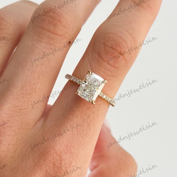 Cushion Ring Cushion Cut Moissanite Engagement Ring 14K Solid Gold Wedding Ring Hidden Halo Ring Anniversary Gift For Women Promise Ring