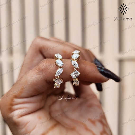 1.20 TCW Moissanite Hoop Earrings Round Oval Pear Princess Cut Hoops Wedding Earrings Multi Shape Gift for Her Anniversary Gift