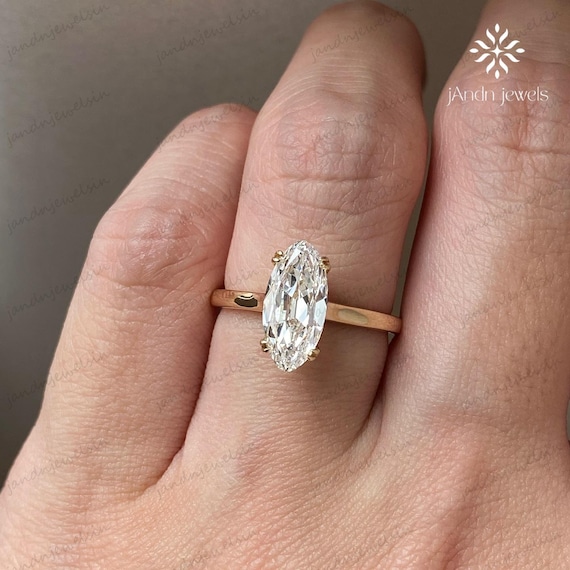 Vintage Movel Moissanite Engagement Ring 14k Gold Solitaire Classic Bridal Ring Cathedral Setting Wedding Ring Unique Diamond Ring