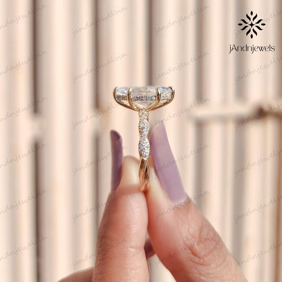 2.5CT Marquise Cut Moissanite Engagement Ring Twisted Rope Shank 14K Gold Solitaire Pave Diamond Wedding Ring Bridal Anniversary Ring