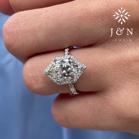 2.5CT Dutch Marquise Cut Moissanite Engagement Ring Vintage Halo Pave Setting Ring For Women 14k White Gold Ring Anniversary Gift