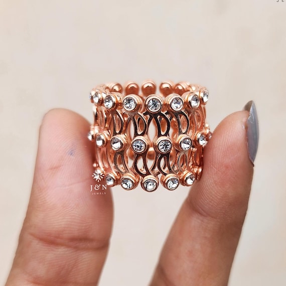 Trendy Moissanite Retractable Ring And Bracelet Bracelets for Women Bracelet Ring Bracelet Unique Boho Finger Ring 14K Solid Gold Ring