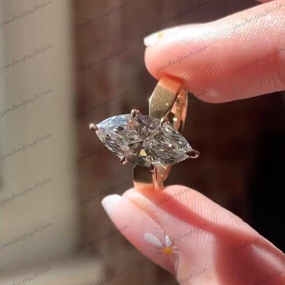 2.50CT Marquise Cut Moissanite Solitaire Engagement Ring 14K Solid Gold Marquise Cut Wedding Ring Marquise Cut Anniversary Rings for Women