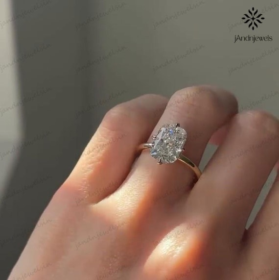 3CT Cushion Cut Moissanite Engagement Ring Cushion Cut Solitaire Ring 14K Gold Ring Unique prong Ring Wedding Ring For Women Promise Ring