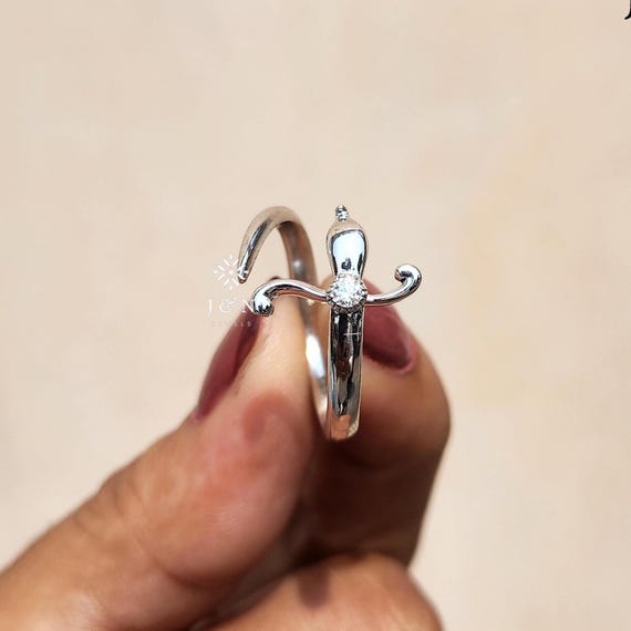 Gothic Sword Ring Round Wrap Moissanite Ring 14k Gold Dagger Ring Anniversary Gift Unique Ring For Women Wedding Ring Engagement Ring