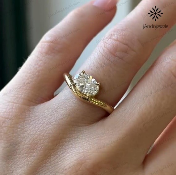 Pinky Finger Ring, East West Set 1.25 CT Oval Cut Moissanite Engagement Ring, Solitaire Moissanite Ring, East-West Ring, Pinky Promise Ring