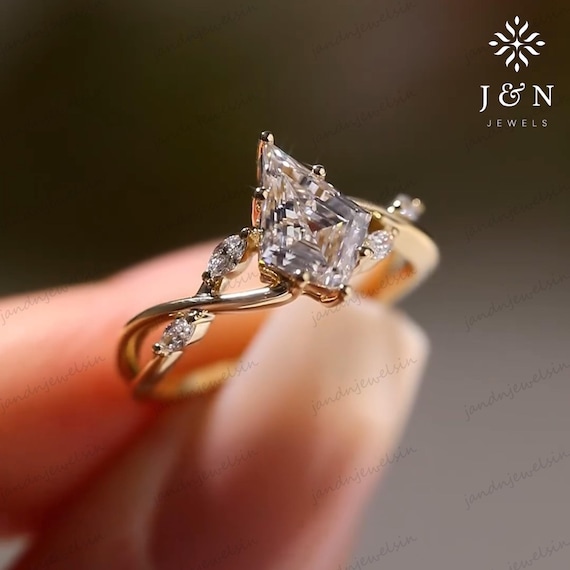 Floral Kit Cut Moissanite Engagement Ring 14k Gold Wedding Ring Unique Ring Promise Ring Anniversary Gift For Her Birthday Gift