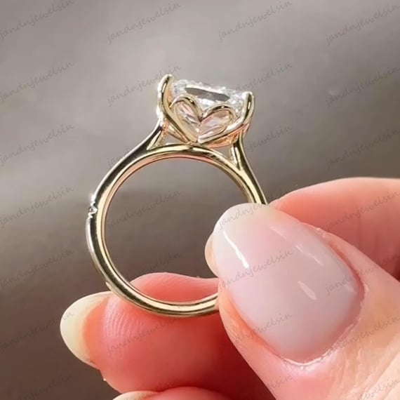 2CT Elongated Cushion Cut Moissanite Engagement Ring East West Solitaire Wedding Ring 14k Solid Gold Anniversary Ring Promise Ring For Her