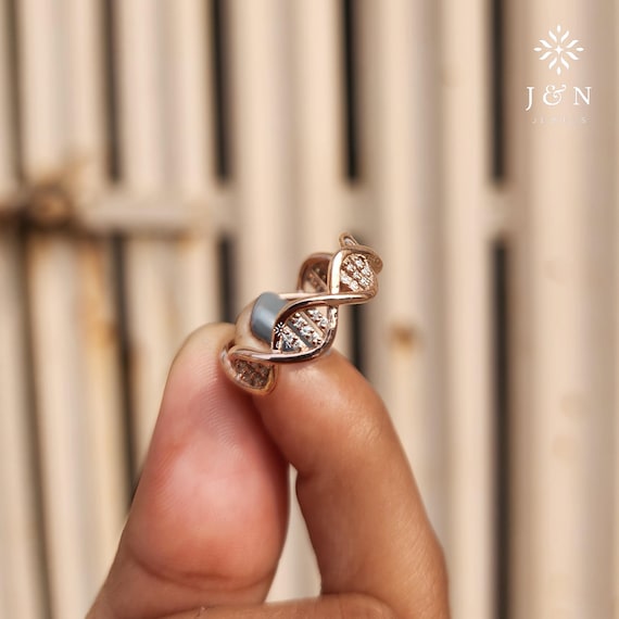 DNA Full Eternity Moissanite Band Infinity DNA Ring Double Helix DNA Structure Ring Science Ring Biology Ring Comfort Fit Wedding Gift Band