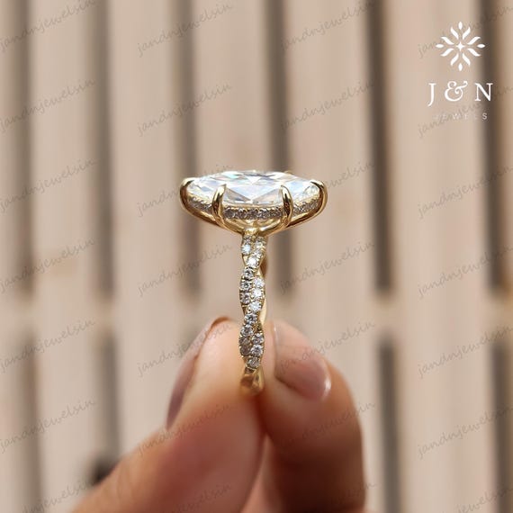 3CT Marquise Moissanite Engagement Ring 14K Solid Gold Wedding Ring Unique Twisted Band Anniversary Ring Marquise Cut Solitaire Ring for Her