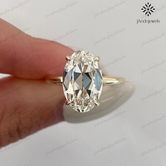 5 CT Old Main Oval Moissanite Engagement Ring Hidden Halo 14K Gold Antique Ring Vintage Nature Inspired Diamond Wedding Ring For Her