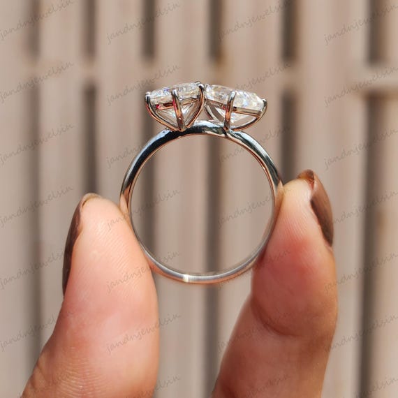Toi Et Moi Engagement Ring Two Stone Portuguese And Shield Cut Moissanite Engagement Ring 14K Solid Gold Ring Wedding Ring Anniversary Gifts