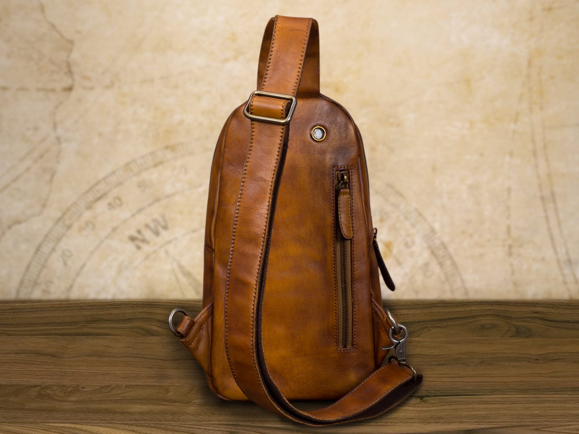 Genuine Leather Sling Bag Vintage Handmade Crossbody Casual Daypack