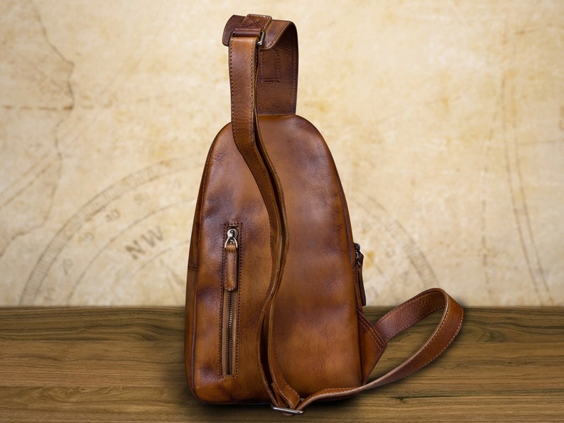 Genuine Leather Sling Bag Vintage Handmade Crossbody Casual Etsy