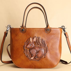 Genuine Leather Satchel Purse for Women Vintage Handmade Embossed Top Handle Handbag Retro Designer Crossbody Bag Customized Ladies Purse